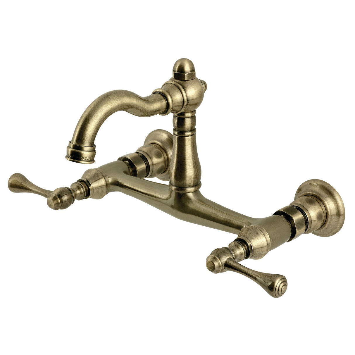 Vintage KS3253BL Two-Handle 2-Hole Wall Mount Kitchen Faucet, Antique Brass