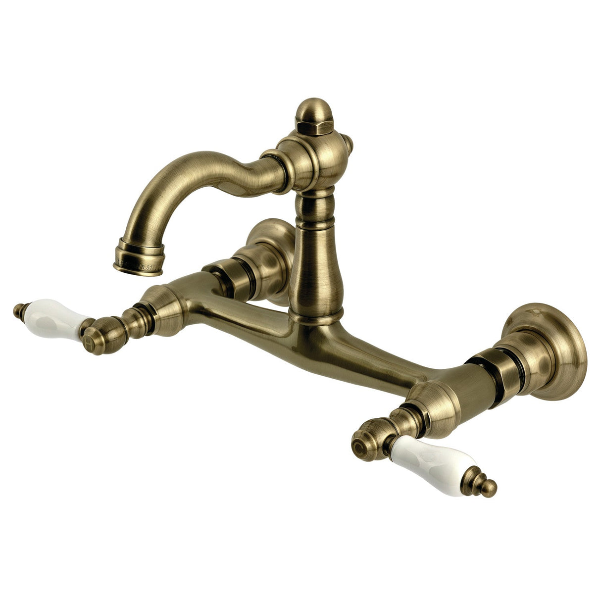 Vintage KS3253PL Two-Handle 2-Hole Wall Mount Kitchen Faucet, Antique Brass