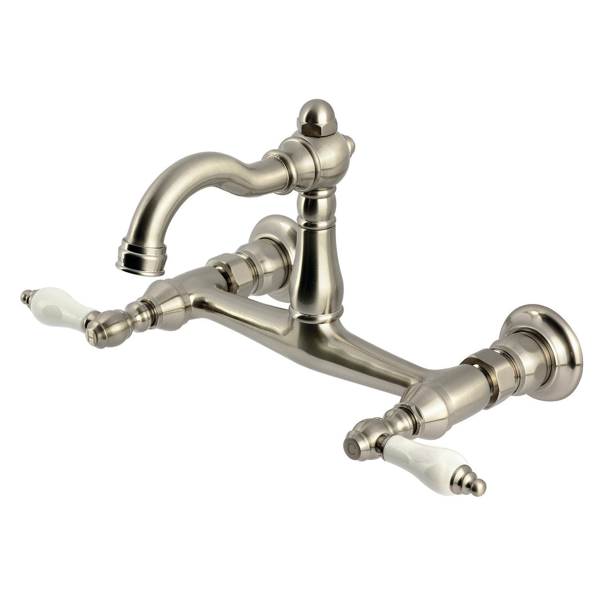 Vintage KS3258PL Two-Handle 2-Hole Wall Mount Kitchen Faucet, Brushed Nickel