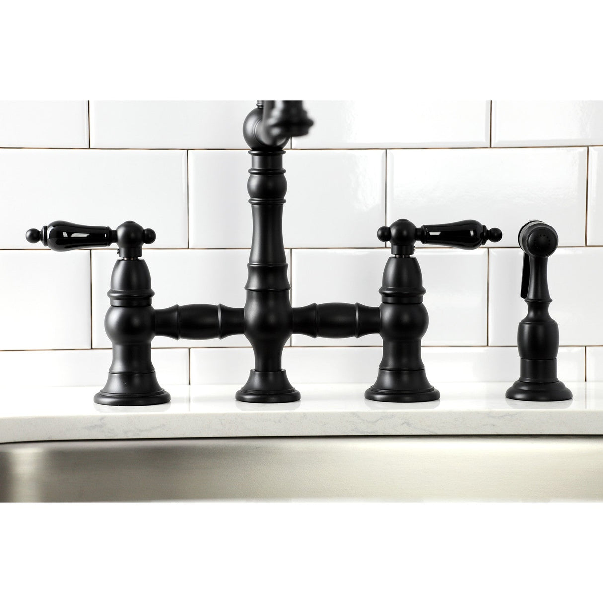 Duchess KS3270PKLBS Bridge Kitchen Faucet, Matte Black