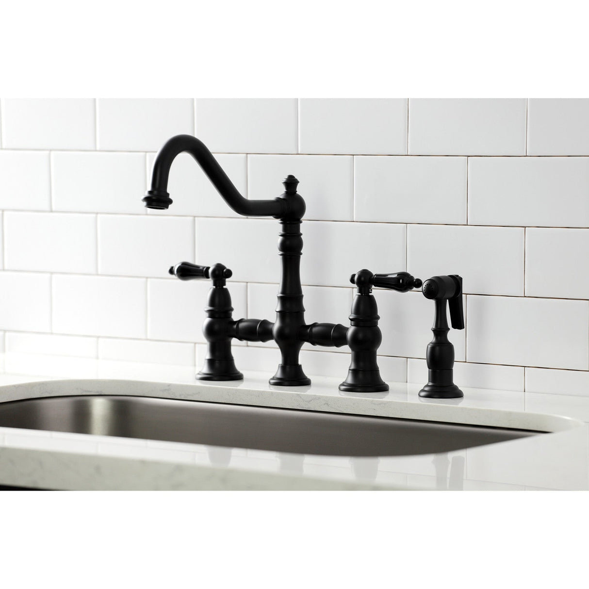 Duchess KS3270PKLBS Bridge Kitchen Faucet, Matte Black