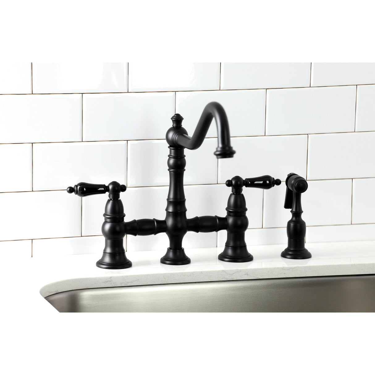 Duchess KS3270PKLBS Bridge Kitchen Faucet, Matte Black