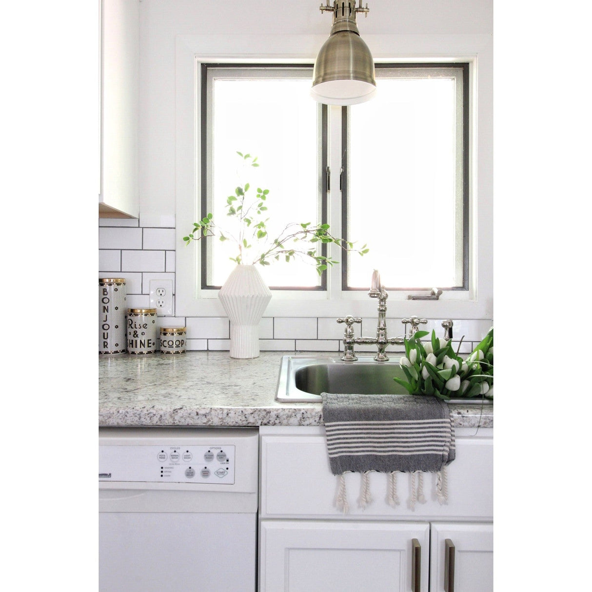 Restoration KS3276AXBS Two-Handle 4-Hole Deck Mount Bridge Kitchen Faucet with Side Sprayer, Polished Nickel