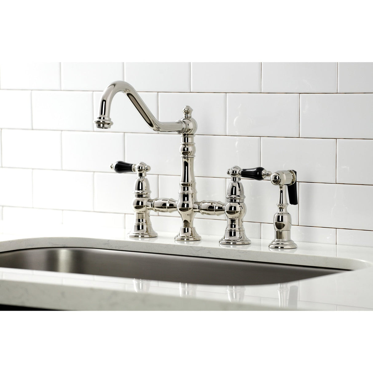 Duchess KS3276PKLBS Bridge Kitchen Faucet, Polished Nickel