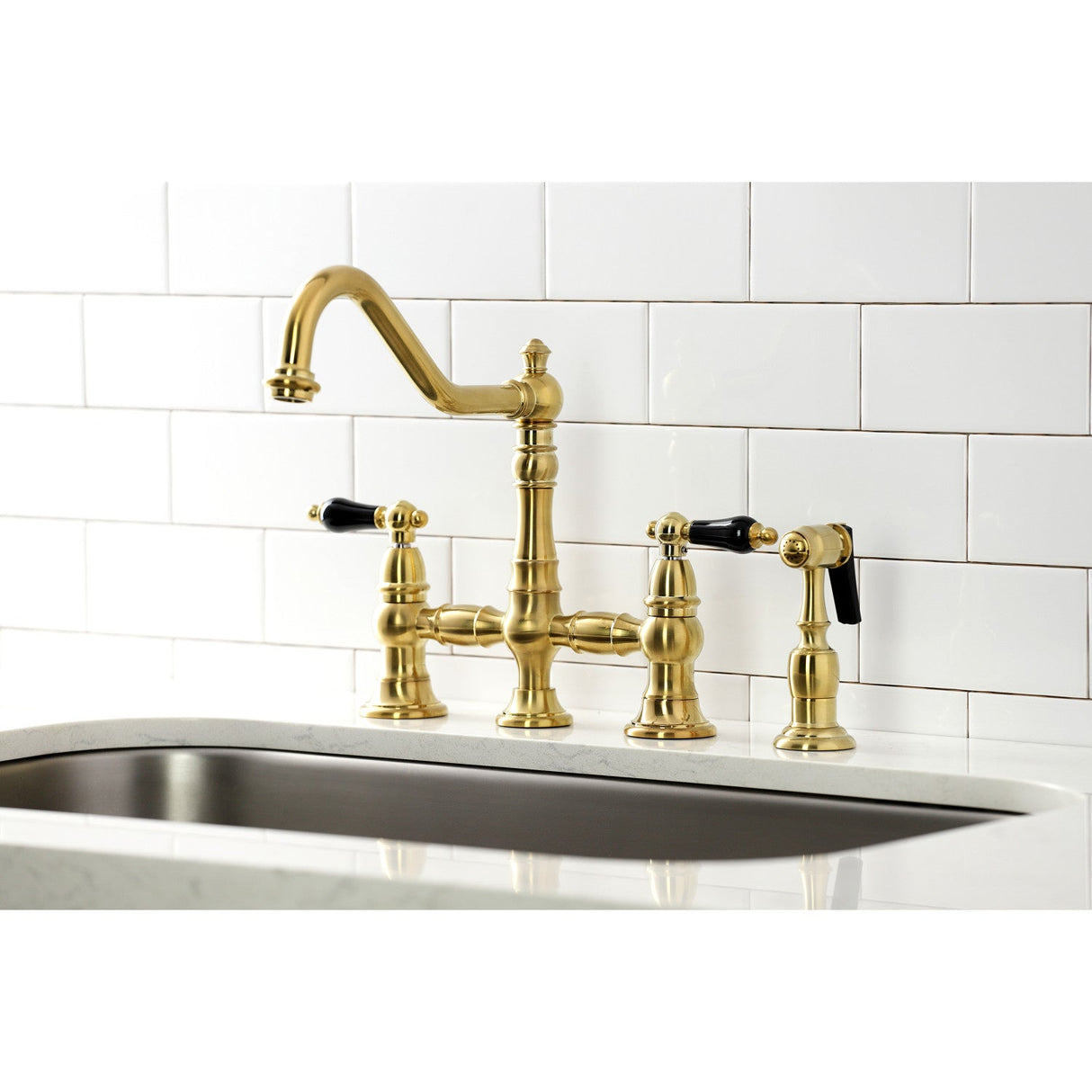 Duchess KS3277PKLBS Bridge Kitchen Faucet, Brushed Brass