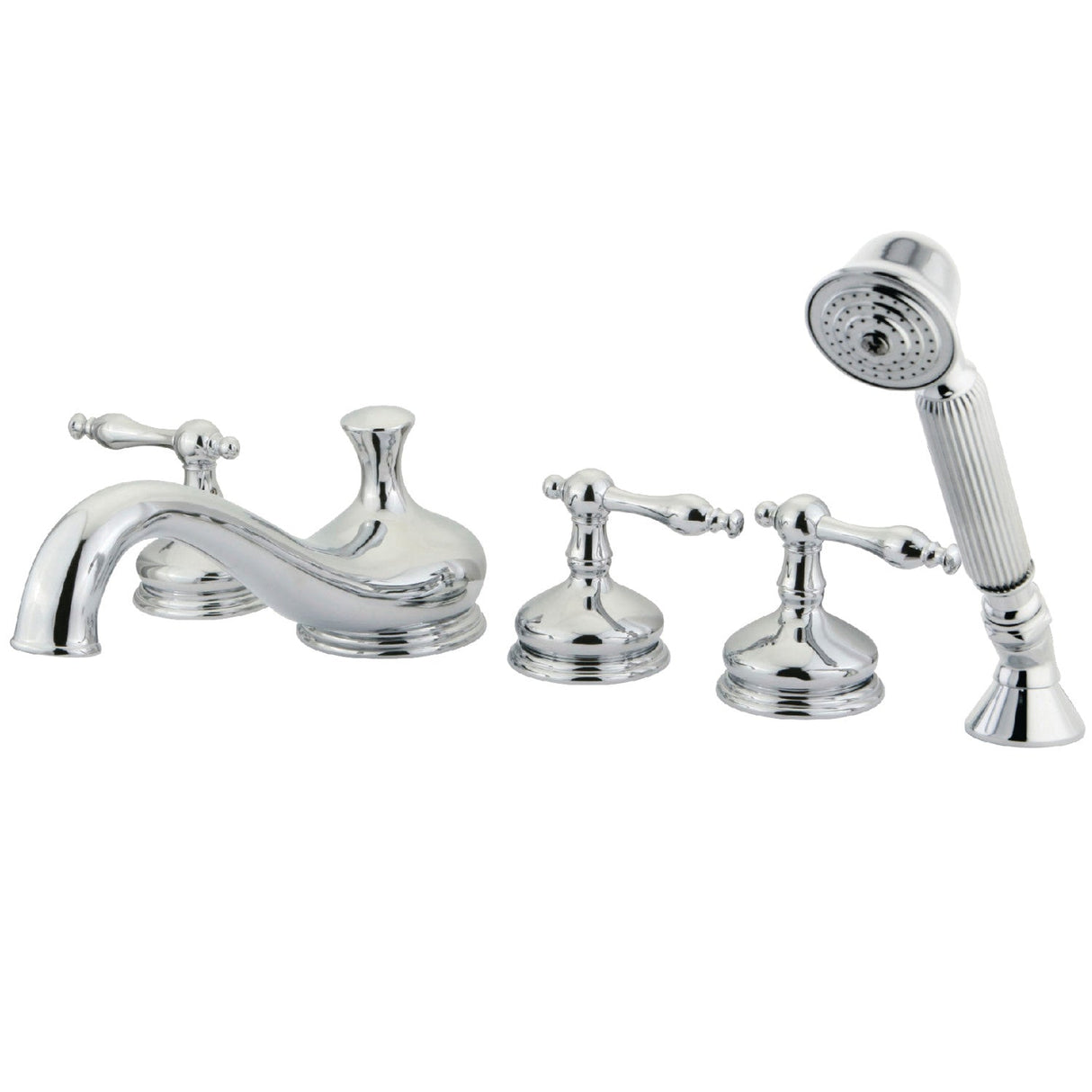 Roman KS33315NL Three-Handle 5-Hole Deck Mount Roman Tub Faucet with Hand Shower, Polished Chrome