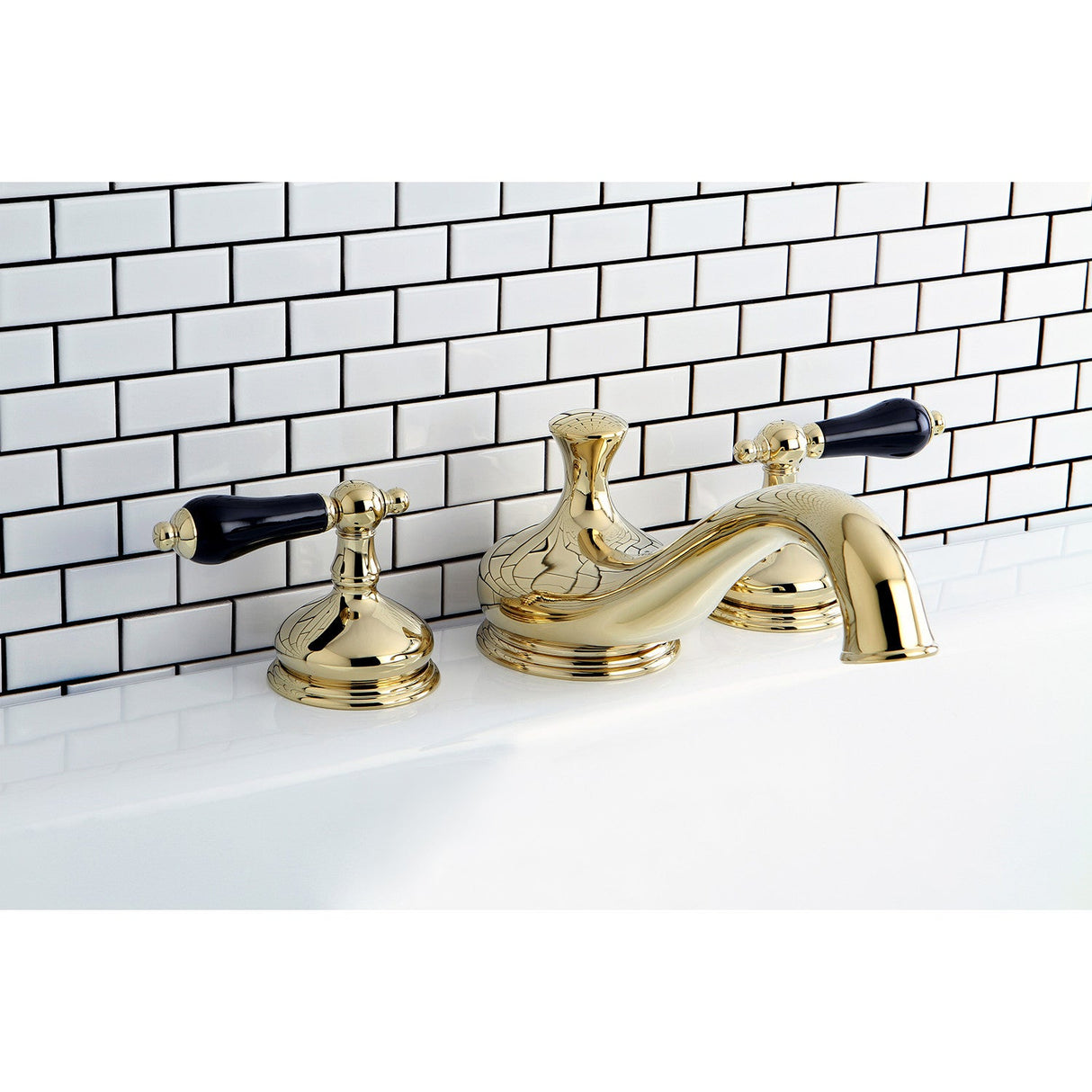 Duchess KS3332PKL Two-Handle 3-Hole Deck Mount Roman Tub Faucet, Polished Brass