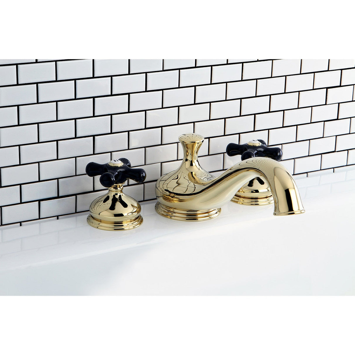 Duchess KS3332PKX Two-Handle 3-Hole Deck Mount Roman Tub Faucet, Polished Brass