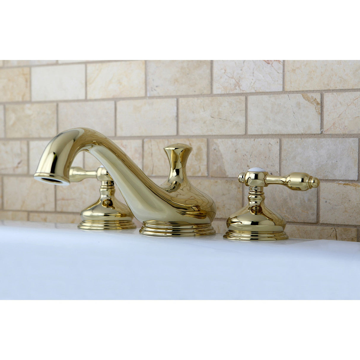 Tudor KS3332TAL Two-Handle 3-Hole Deck Mount Roman Tub Faucet, Polished Brass