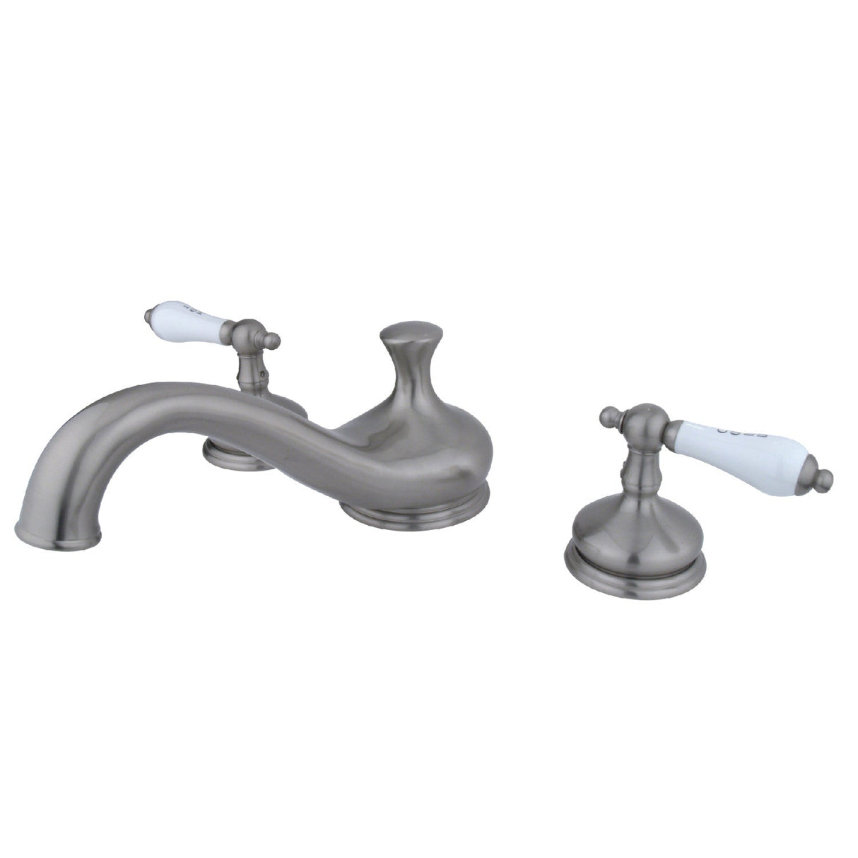 Heritage KS3338PL Two-Handle 3-Hole Deck Mount Roman Tub Faucet, Brushed Nickel