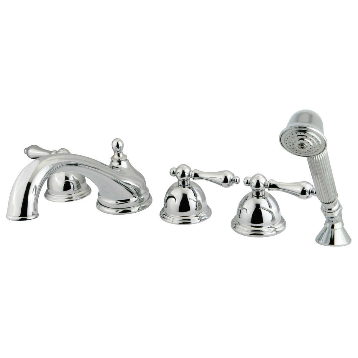 Milano KS33515AL Three-Handle 5-Hole Deck Mount Roman Tub Faucet with Hand Shower, Polished Chrome