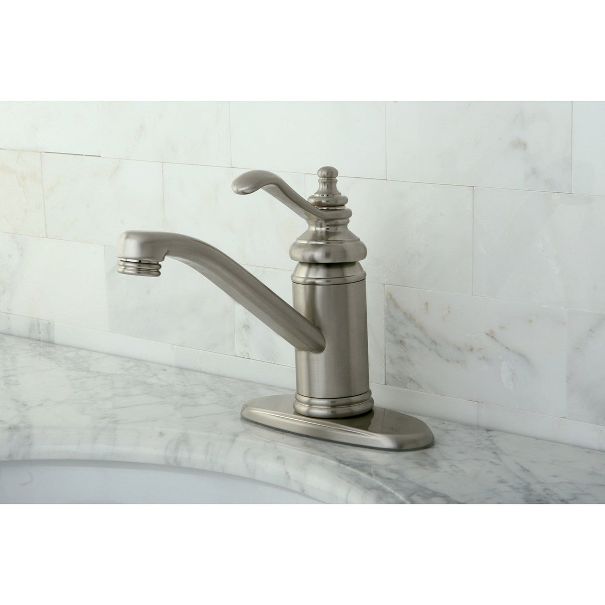 Templeton KS3408TL Single-Handle 1-Hole Deck Mount Bathroom Faucet with Push Pop-Up, Brushed Nickel