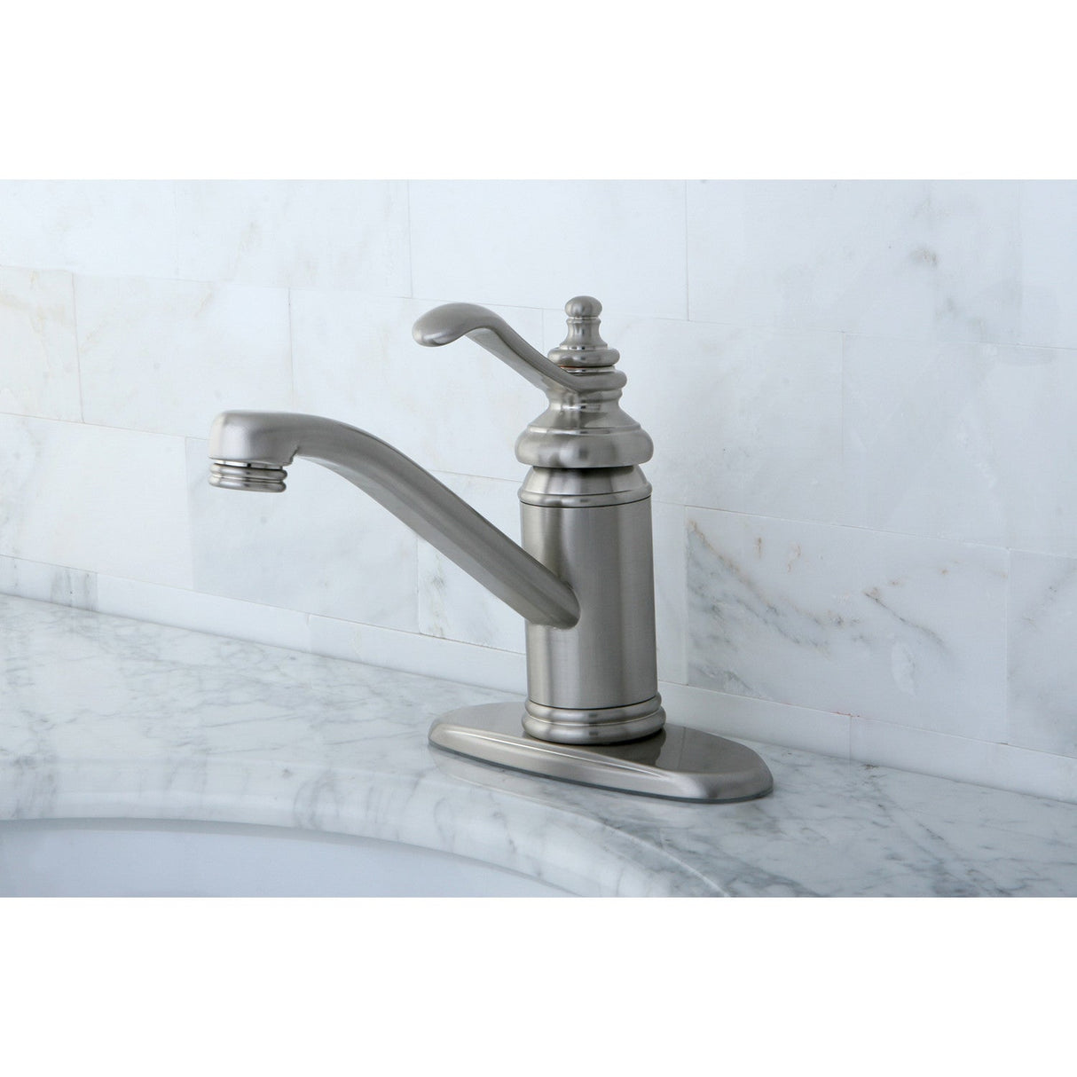 Templeton KS3408TL Single-Handle 1-Hole Deck Mount Bathroom Faucet with Push Pop-Up, Brushed Nickel