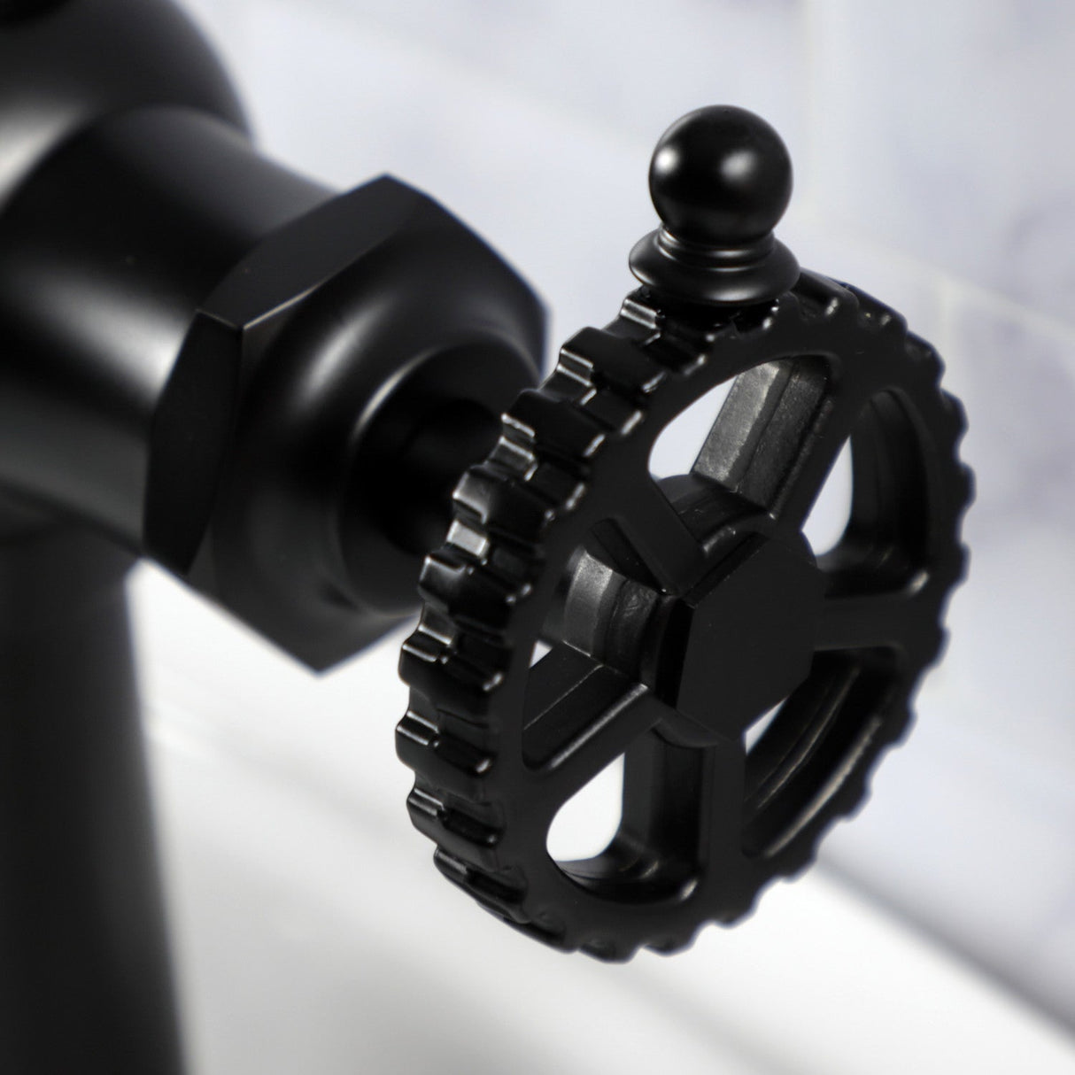 Fuller KS3540CG Single-Handle 1-Hole Deck Mount Bathroom Faucet with Push Pop-Up, Matte Black