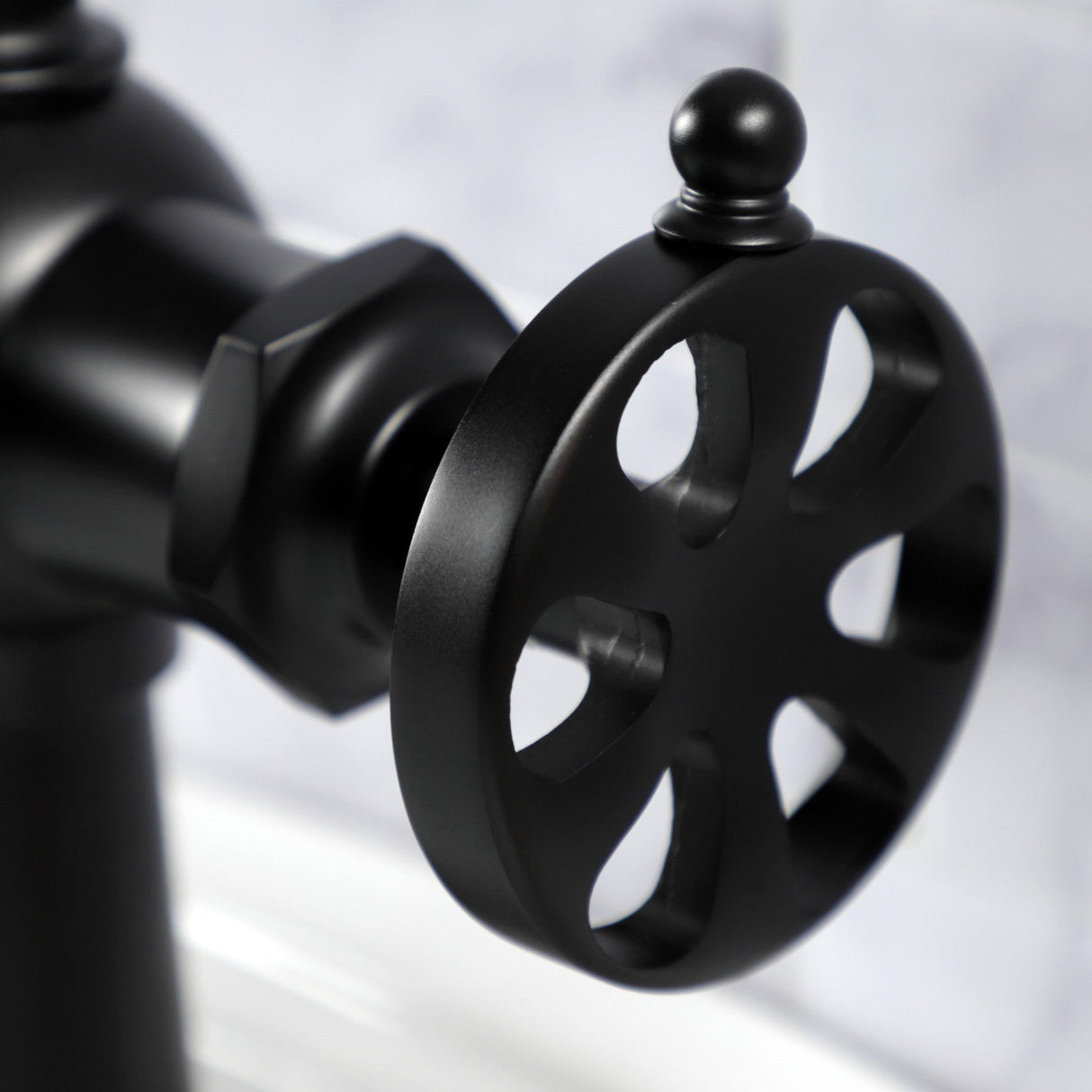 Belknap KS3540RX Single-Handle 1-Hole Deck Mount Bathroom Faucet with Push Pop-Up, Matte Black