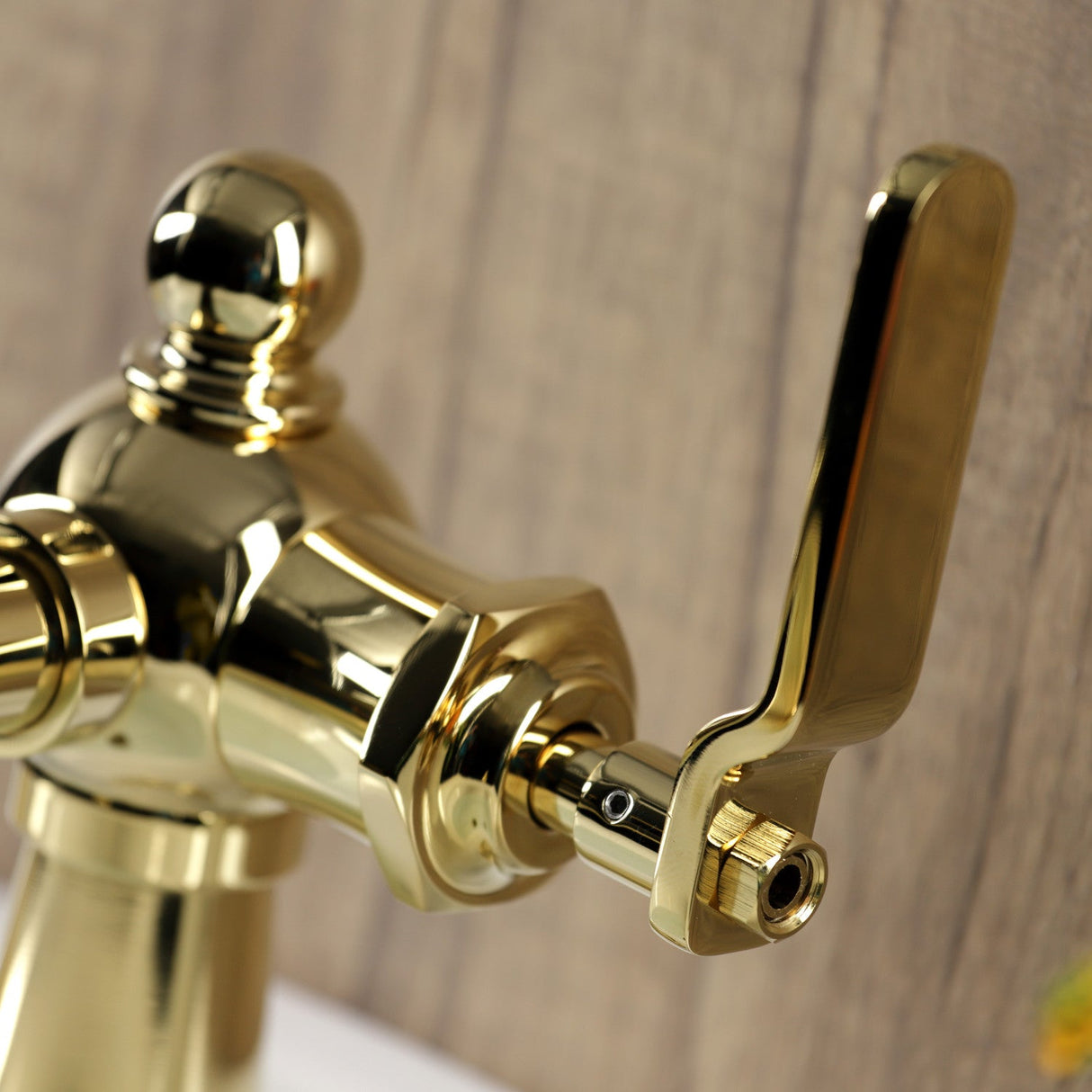 Knight KS3542KL Single-Handle 1-Hole Deck Mount Bathroom Faucet with Push Pop-Up, Polished Brass