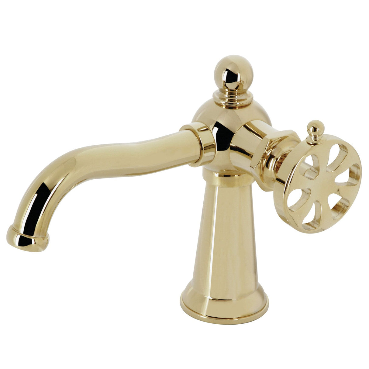 Belknap KS3542RX Single-Handle 1-Hole Deck Mount Bathroom Faucet with Push Pop-Up, Polished Brass