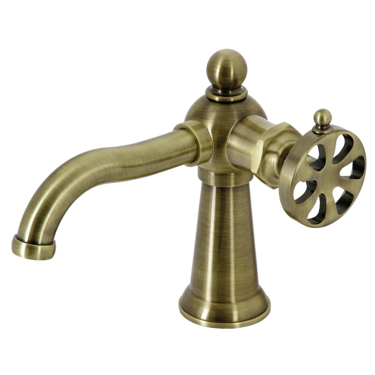 Belknap KS3543RX Single-Handle 1-Hole Deck Mount Bathroom Faucet with Push Pop-Up, Antique Brass