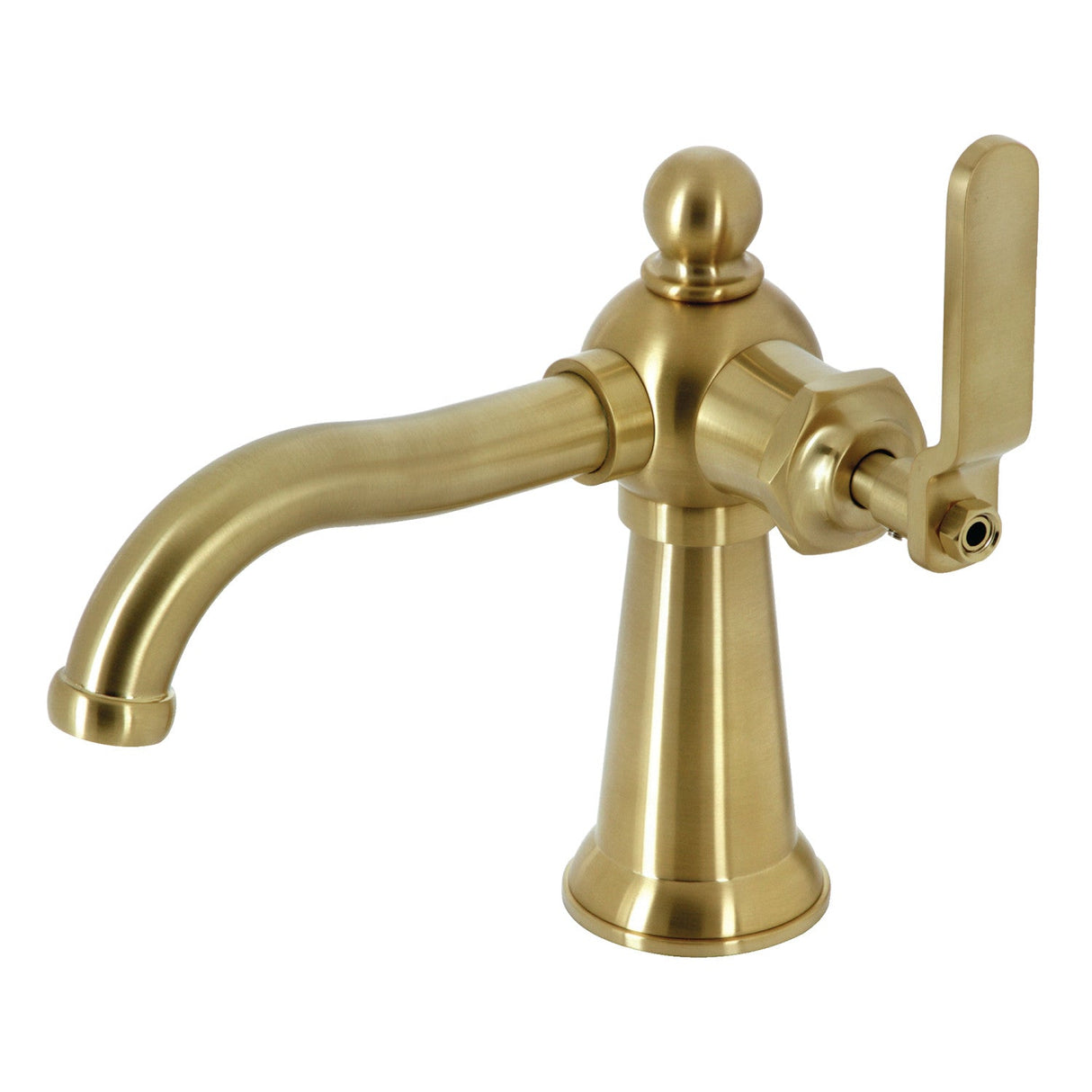 Knight KS3547KL Single-Handle 1-Hole Deck Mount Bathroom Faucet with Push Pop-Up, Brushed Brass