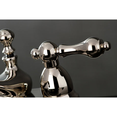 Restoration KS3606AL Two-Handle 3-Hole Deck Mount 4" Centerset Bathroom Faucet with Brass Pop-Up, Polished Nickel
