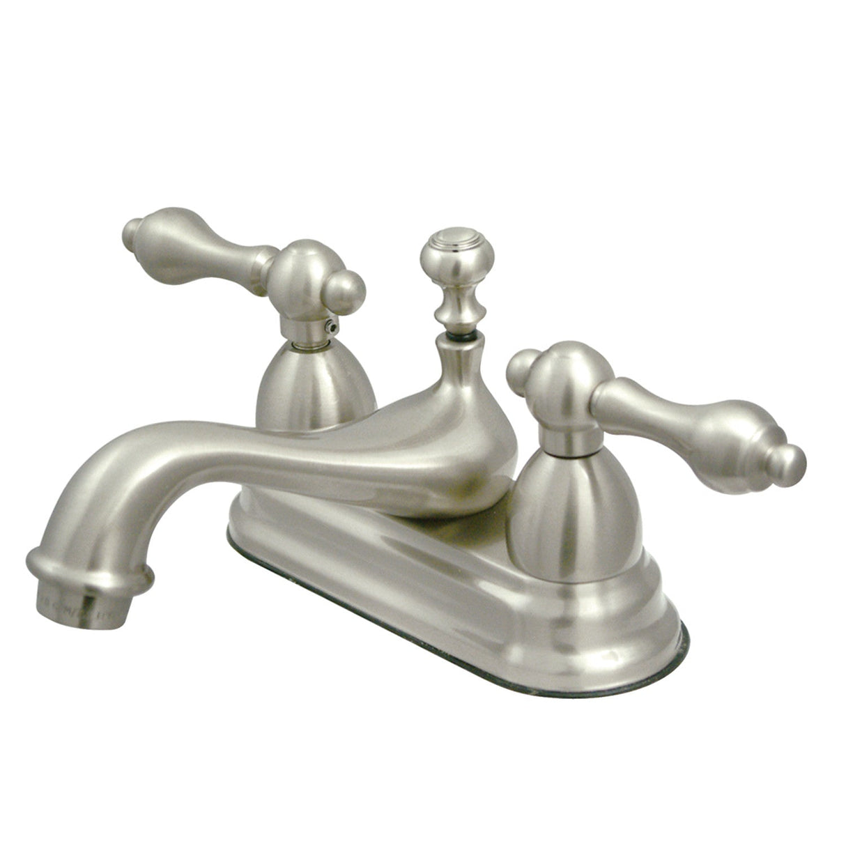 Restoration KS3608AL Two-Handle 3-Hole Deck Mount 4" Centerset Bathroom Faucet with Brass Pop-Up, Brushed Nickel
