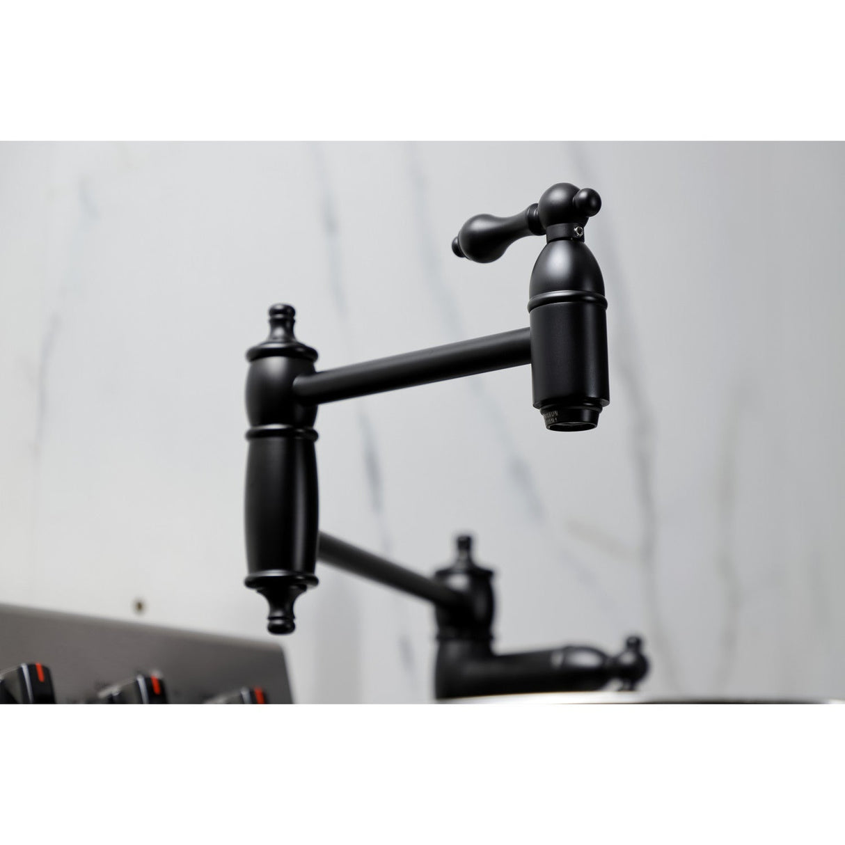 Restoration KS3700AL Single-Hole Deck Mount Pot Filler, Matte Black