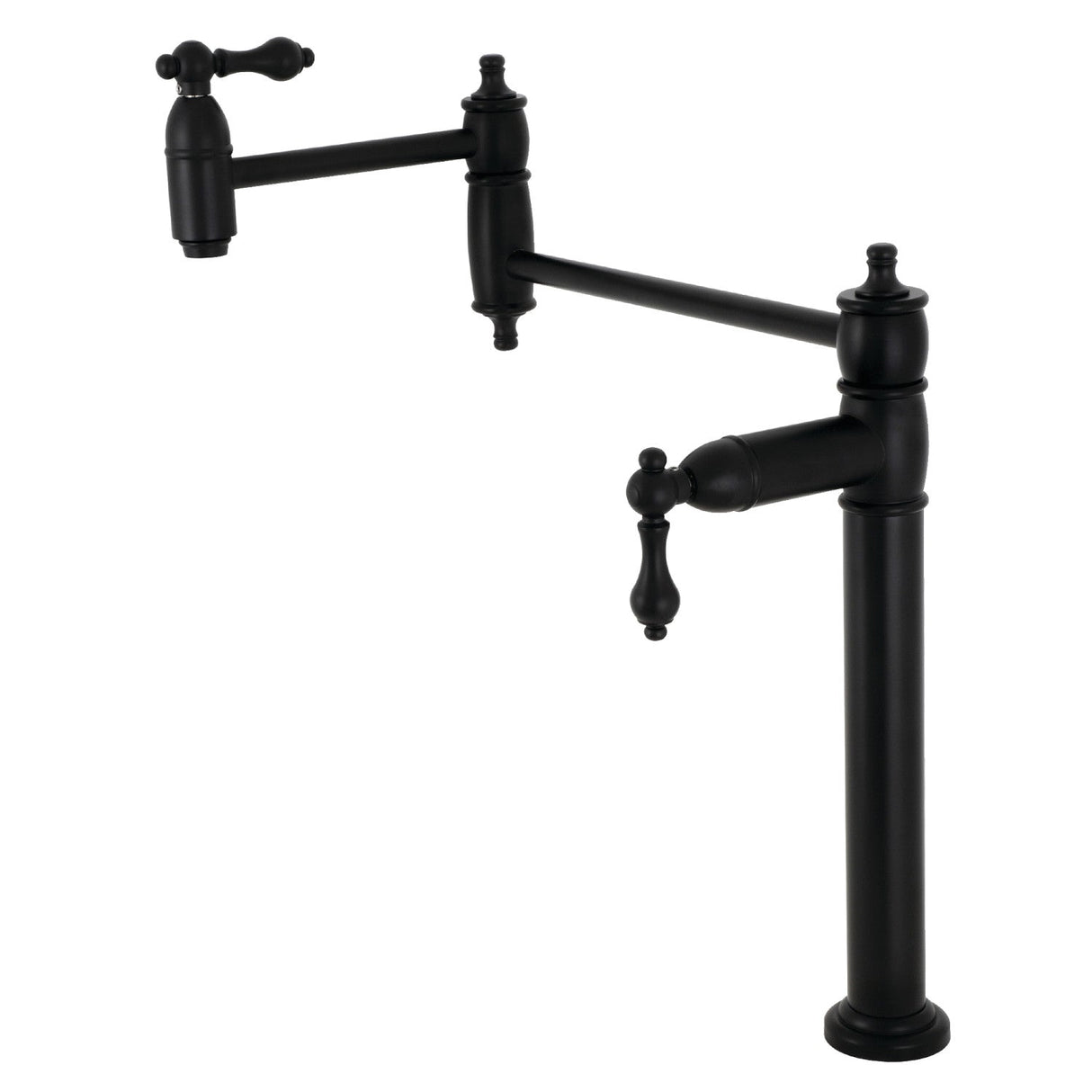 Restoration KS3700AL Single-Hole Deck Mount Pot Filler, Matte Black