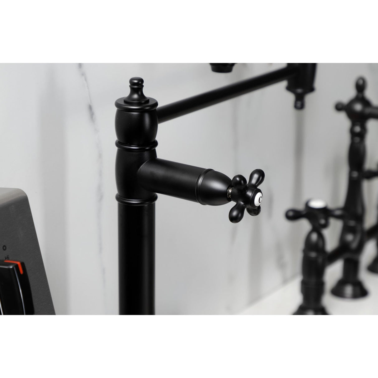 Restoration KS3700AX Single-Hole Deck Mount Pot Filler, Matte Black