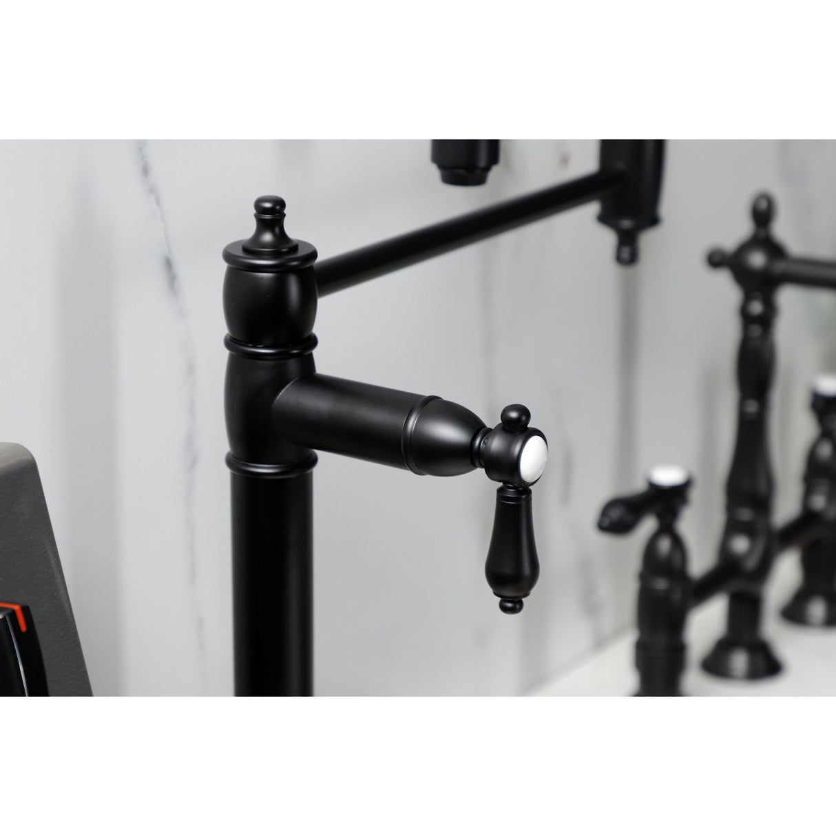 Heirloom KS3700BAL Single-Hole Deck Mount Pot Filler, Matte Black