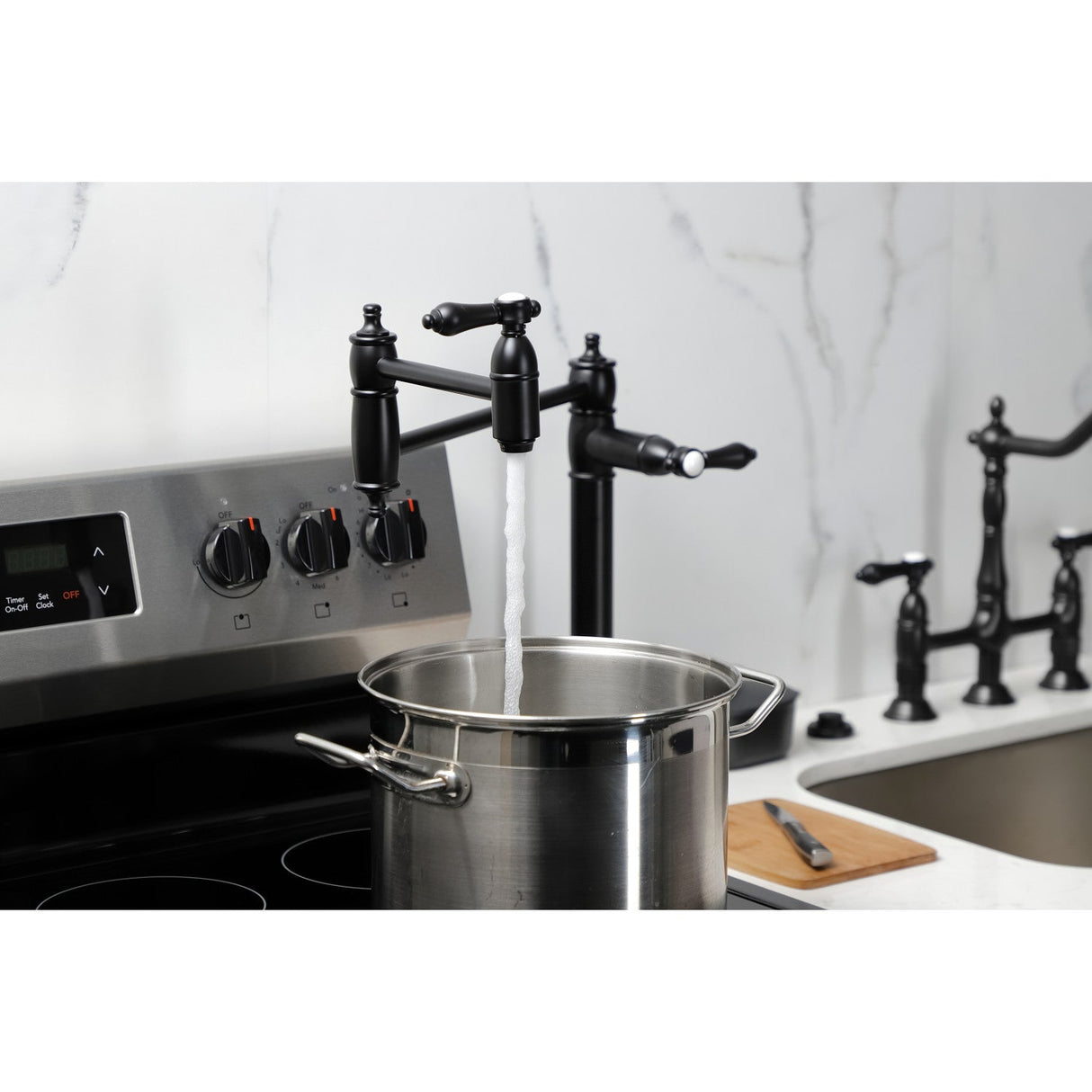 Heirloom KS3700BAL Single-Hole Deck Mount Pot Filler, Matte Black