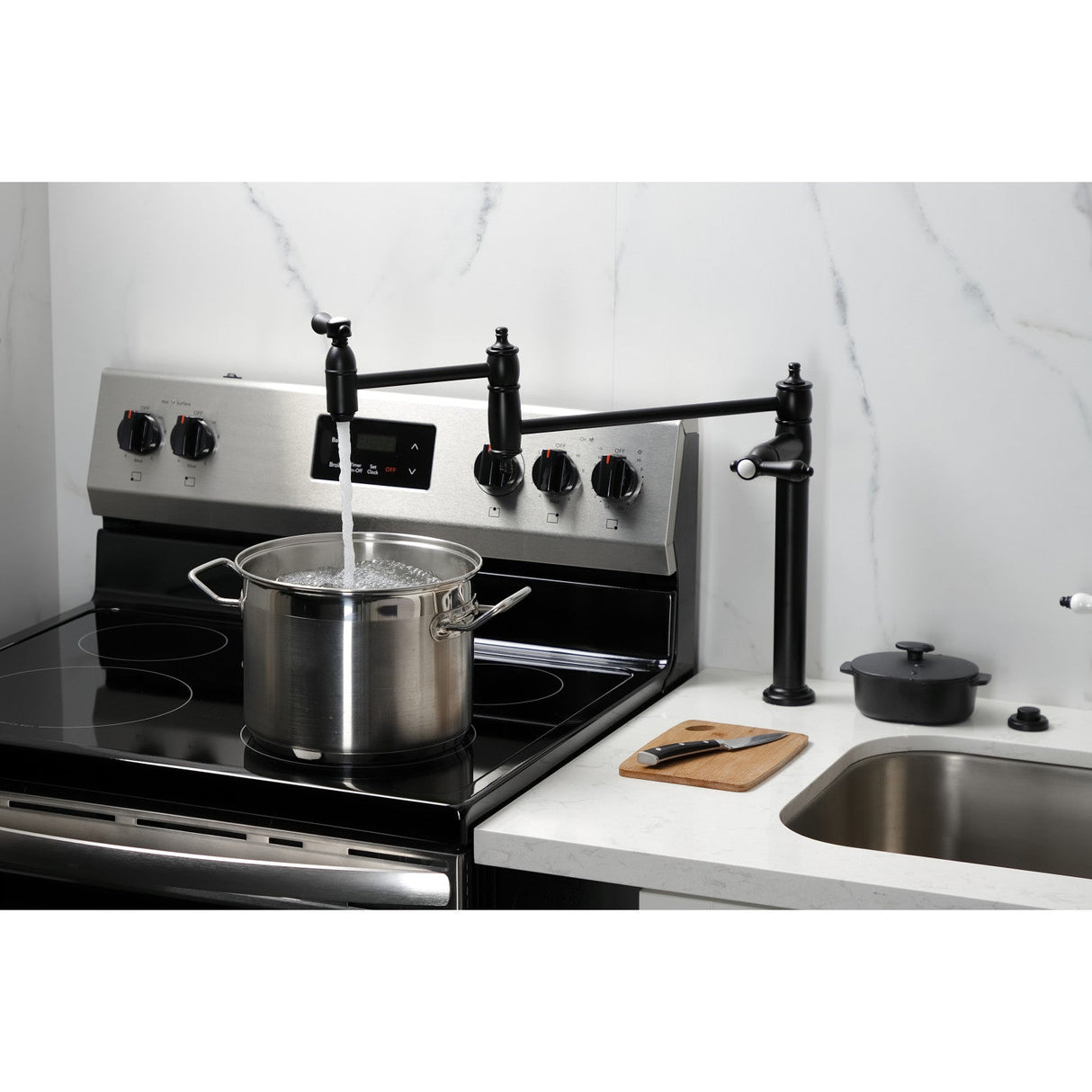 Heirloom KS3700BAL Single-Hole Deck Mount Pot Filler, Matte Black