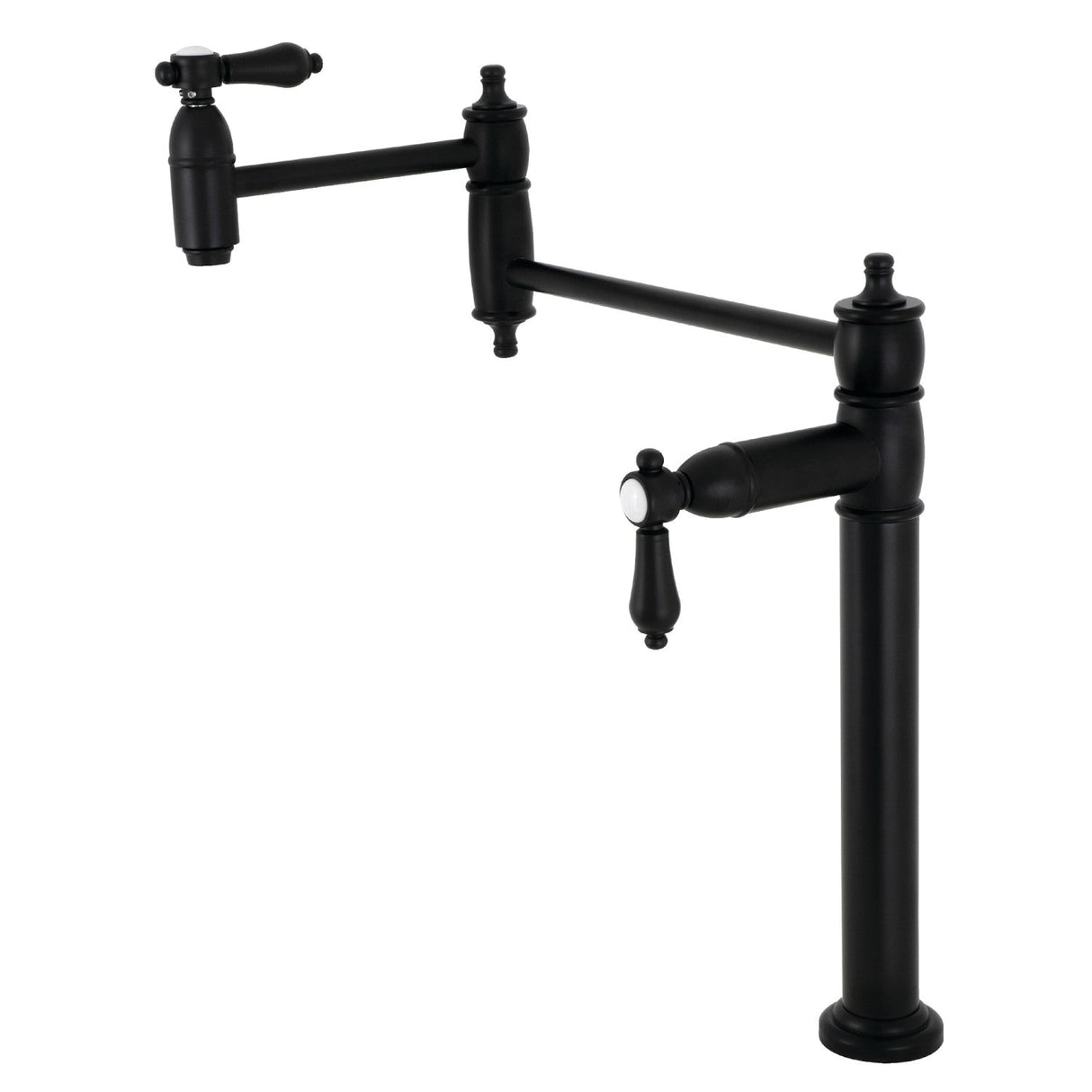 Heirloom KS3700BAL Single-Hole Deck Mount Pot Filler, Matte Black