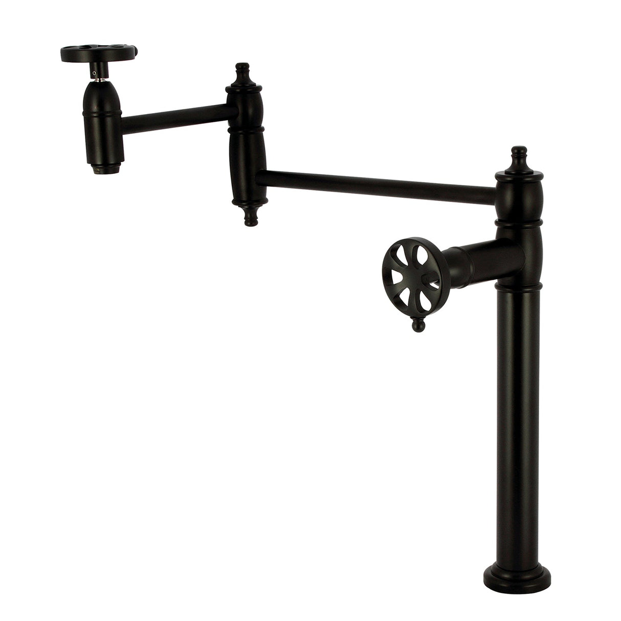 Belknap KS3700RX Two-Handle Deck Mount Pot Filler, Matte Black