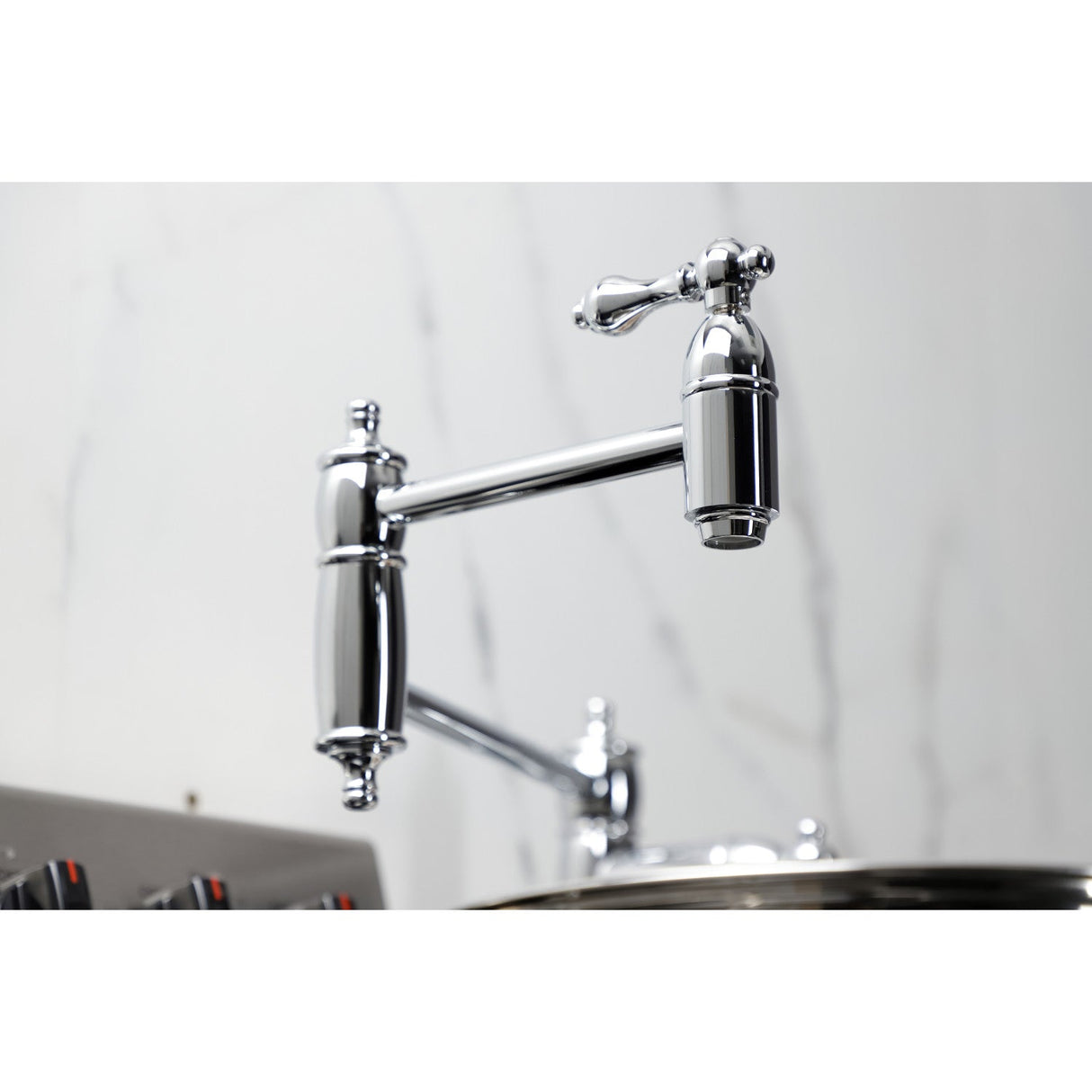 Restoration KS3701AL Single-Hole Deck Mount Pot Filler, Polished Chrome