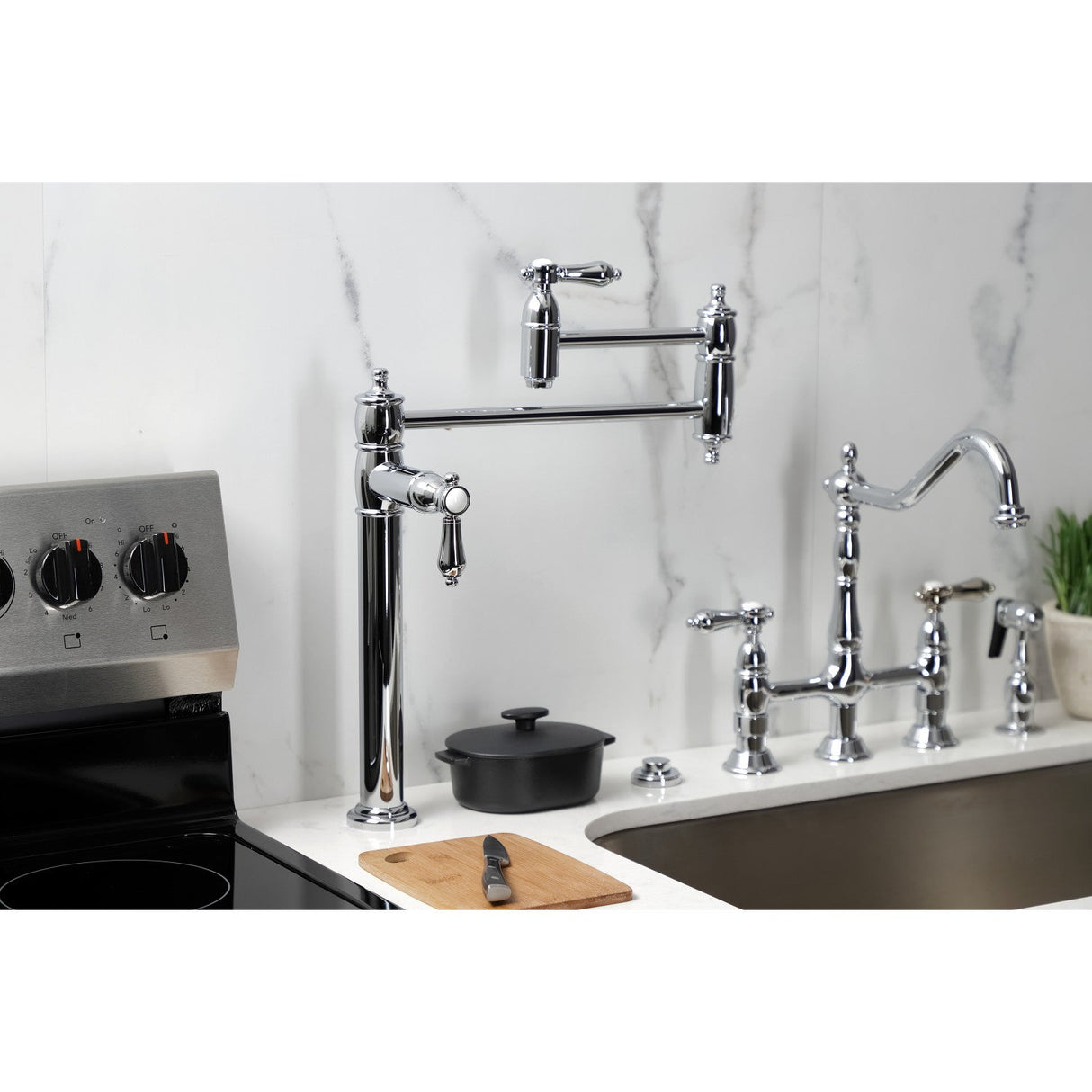 Heirloom KS3701BAL Single-Hole Deck Mount Pot Filler, Polished Chrome