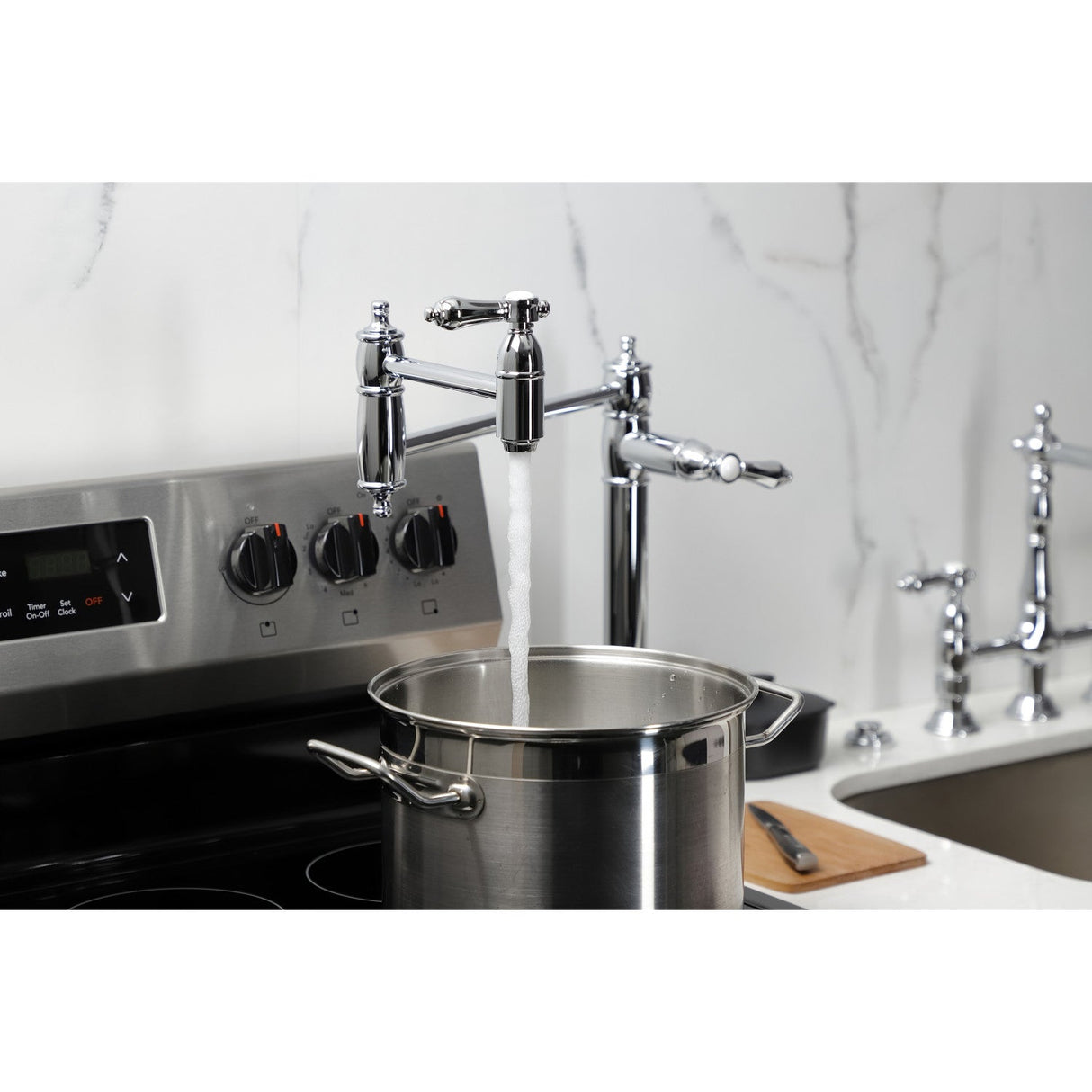 Heirloom KS3701BAL Single-Hole Deck Mount Pot Filler, Polished Chrome