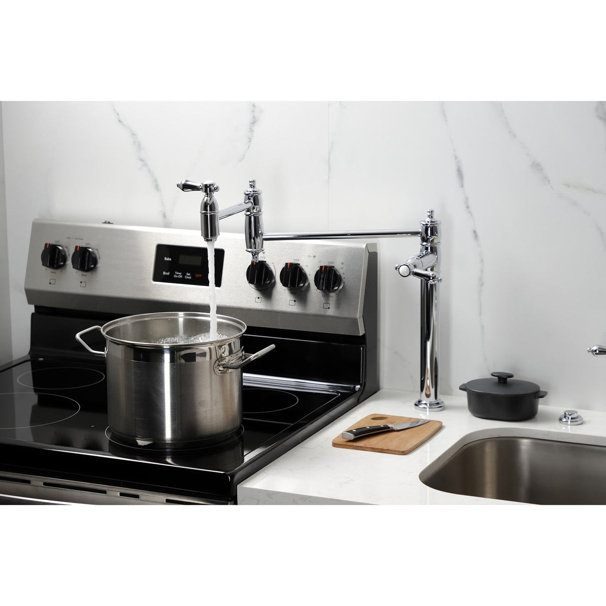 Heirloom KS3701BAL Single-Hole Deck Mount Pot Filler, Polished Chrome