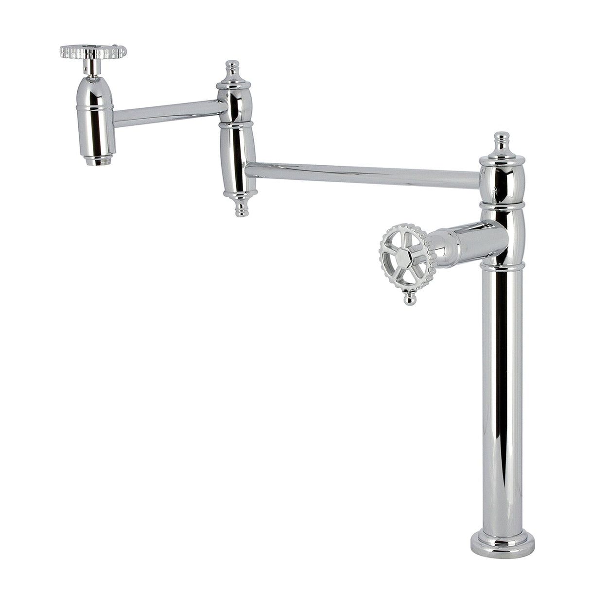 Fuller KS3701CG Two-Handle Deck Mount Pot Filler, Polished Chrome