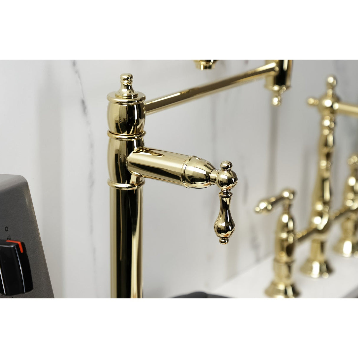 Restoration KS3702AL Single-Hole Deck Mount Pot Filler, Polished Brass