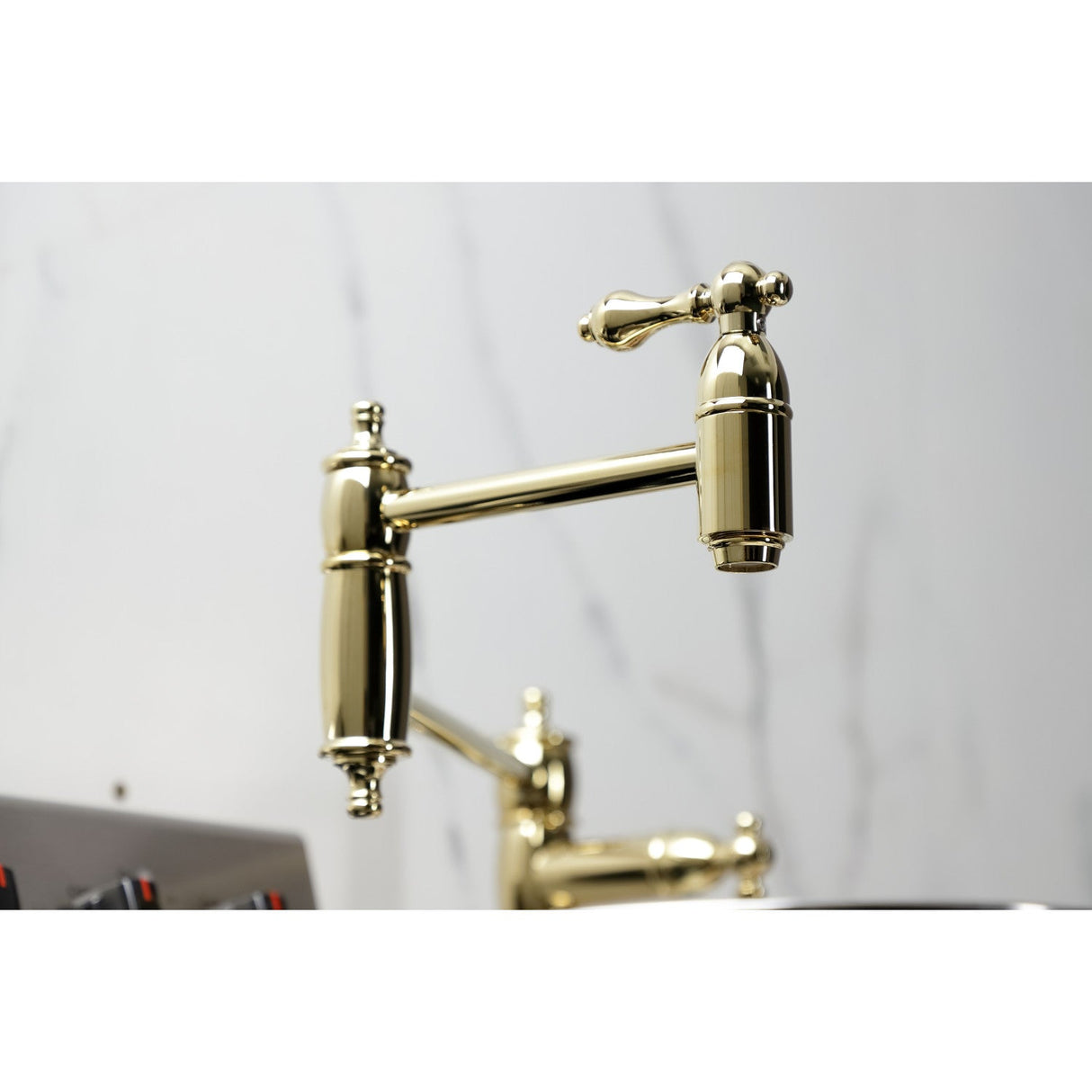 Restoration KS3702AL Single-Hole Deck Mount Pot Filler, Polished Brass