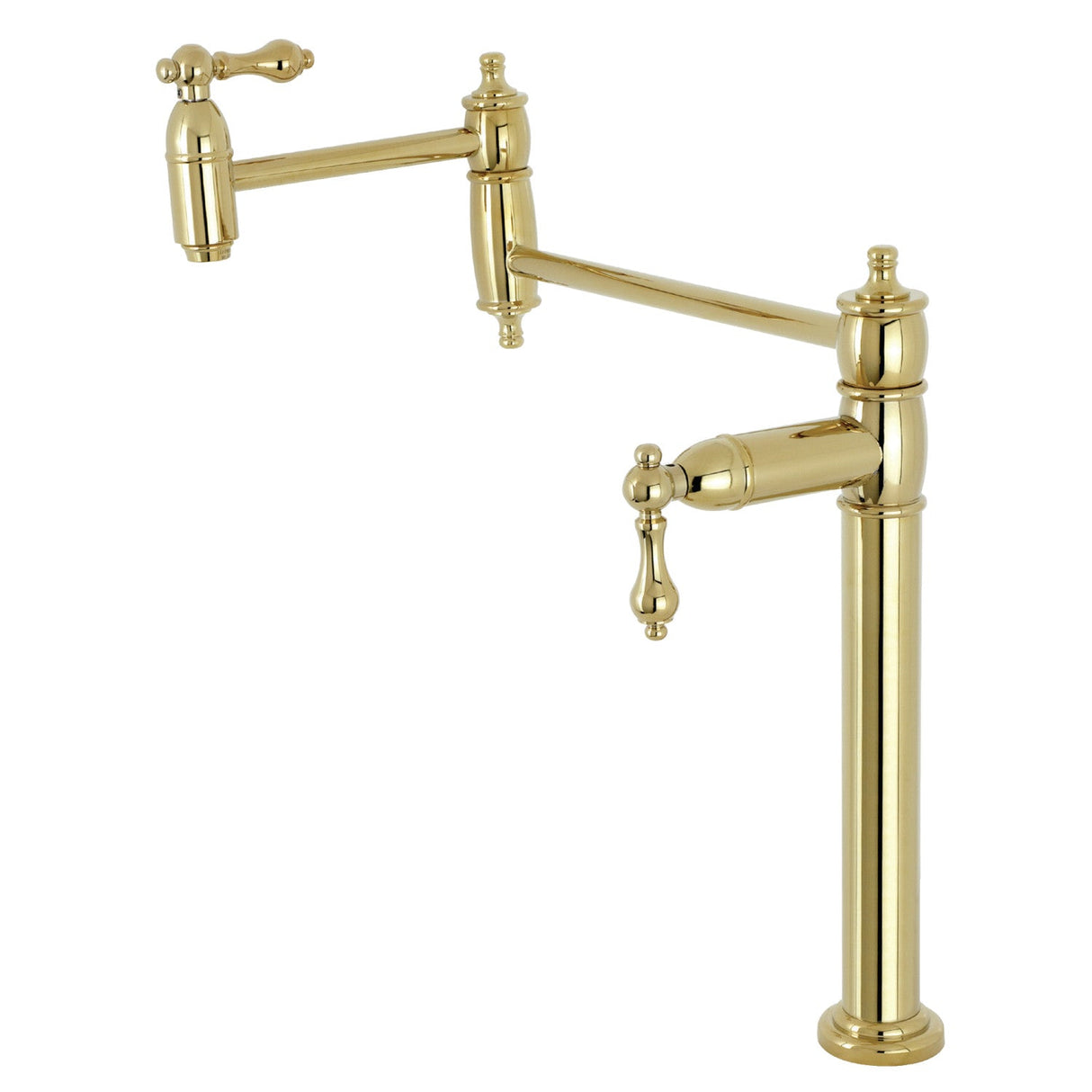 Restoration KS3702AL Single-Hole Deck Mount Pot Filler, Polished Brass