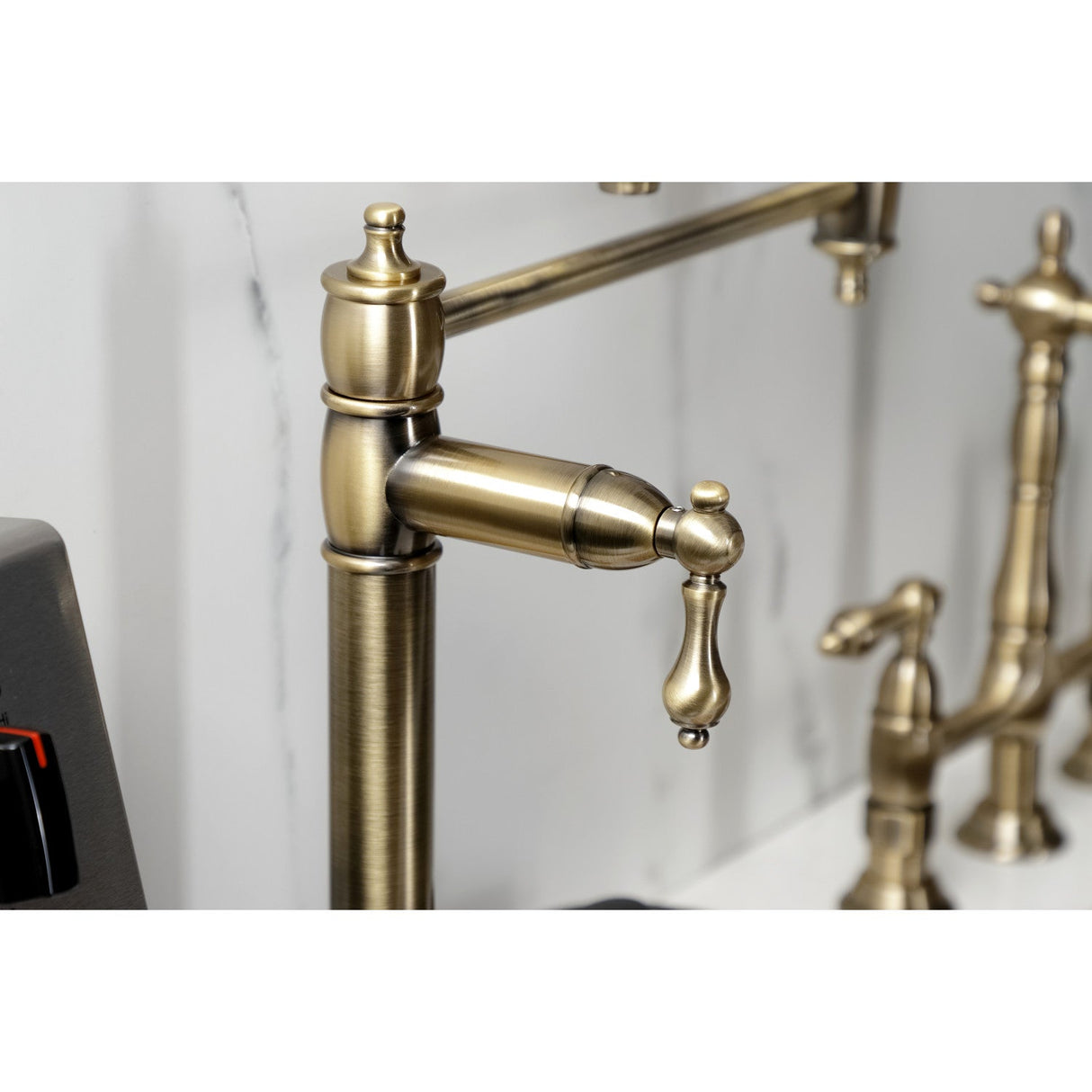 Restoration KS3703AL Single-Hole Deck Mount Pot Filler, Antique Brass