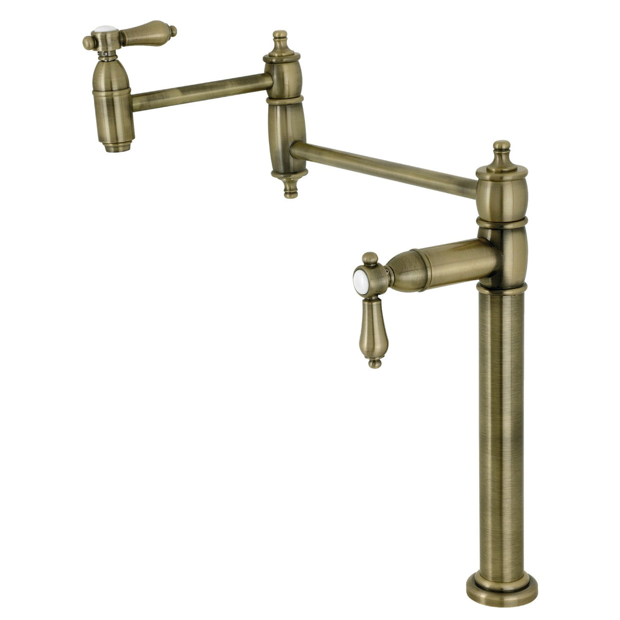 Heirloom KS3703BAL Single-Hole Deck Mount Pot Filler, Antique Brass