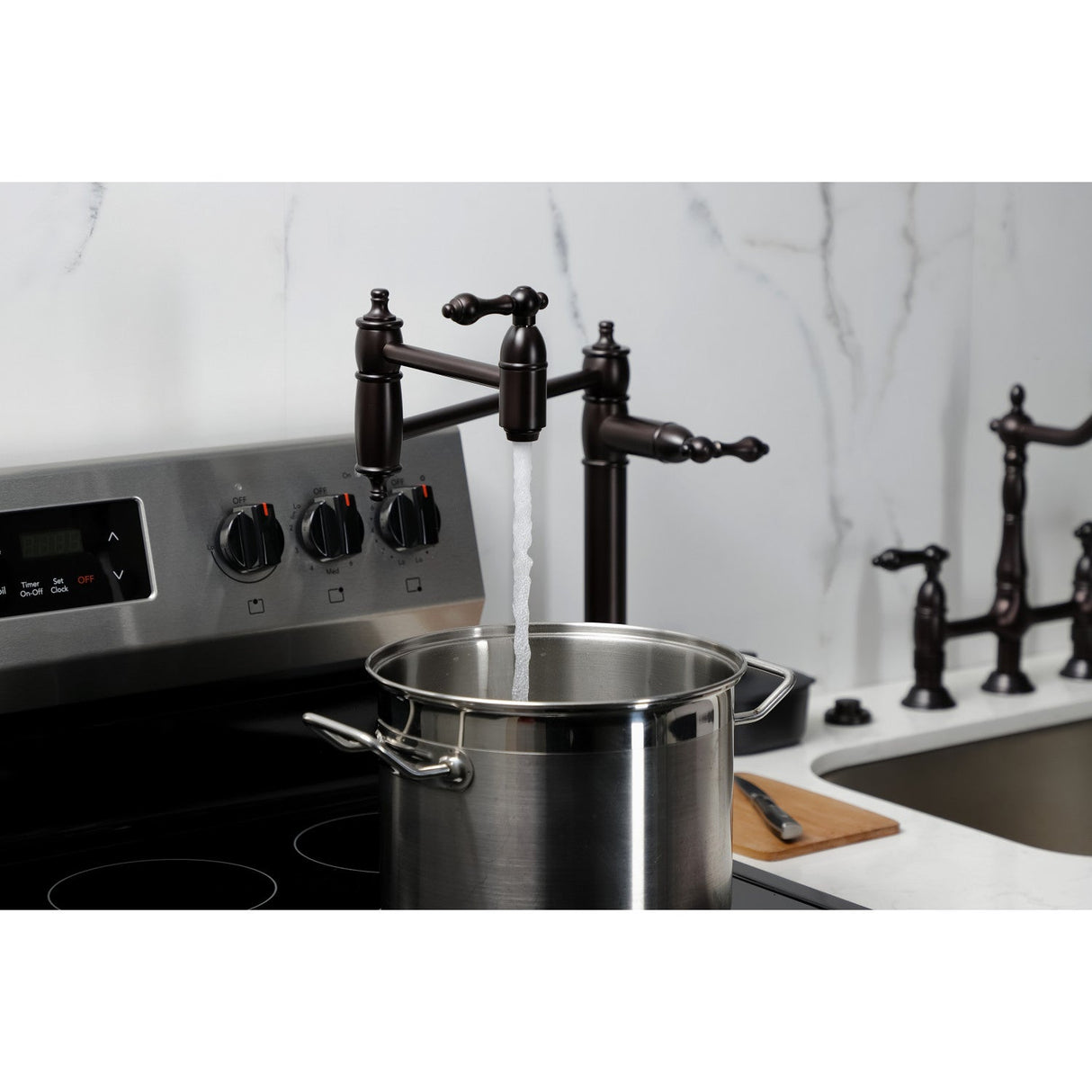 Restoration KS3705AL Single-Hole Deck Mount Pot Filler, Oil Rubbed Bronze