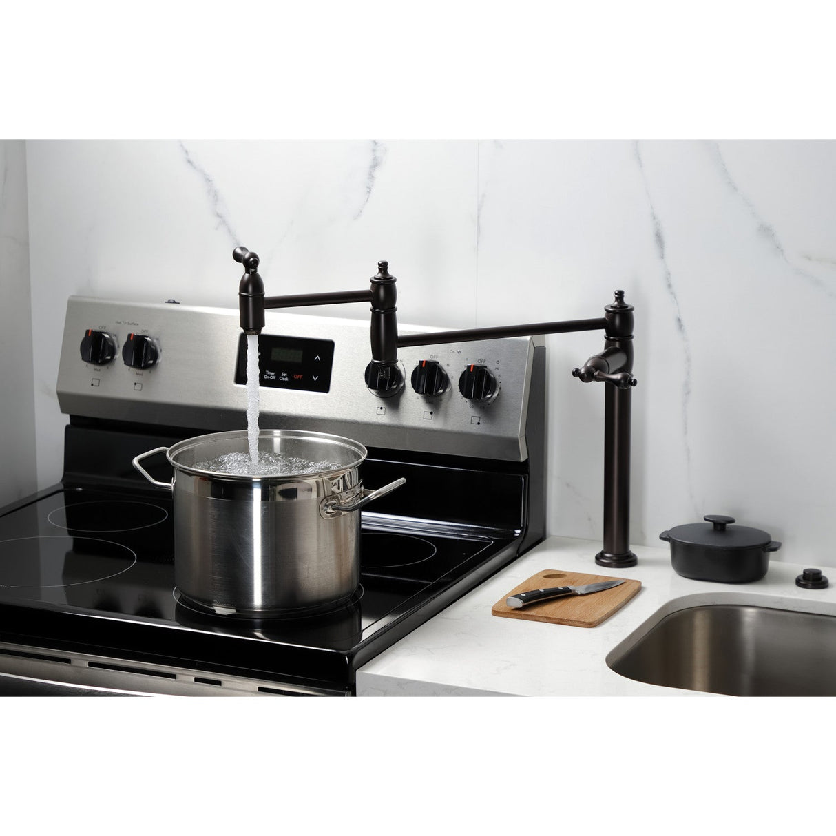 Restoration KS3705AL Single-Hole Deck Mount Pot Filler, Oil Rubbed Bronze