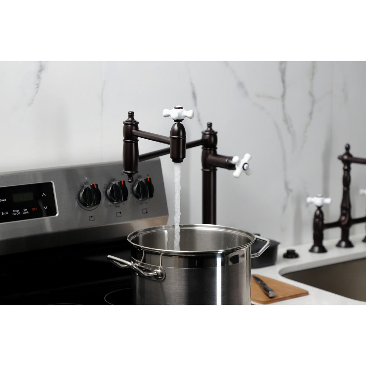 Restoration KS3705PX Single-Hole Deck Mount Pot Filler, Oil Rubbed Bronze