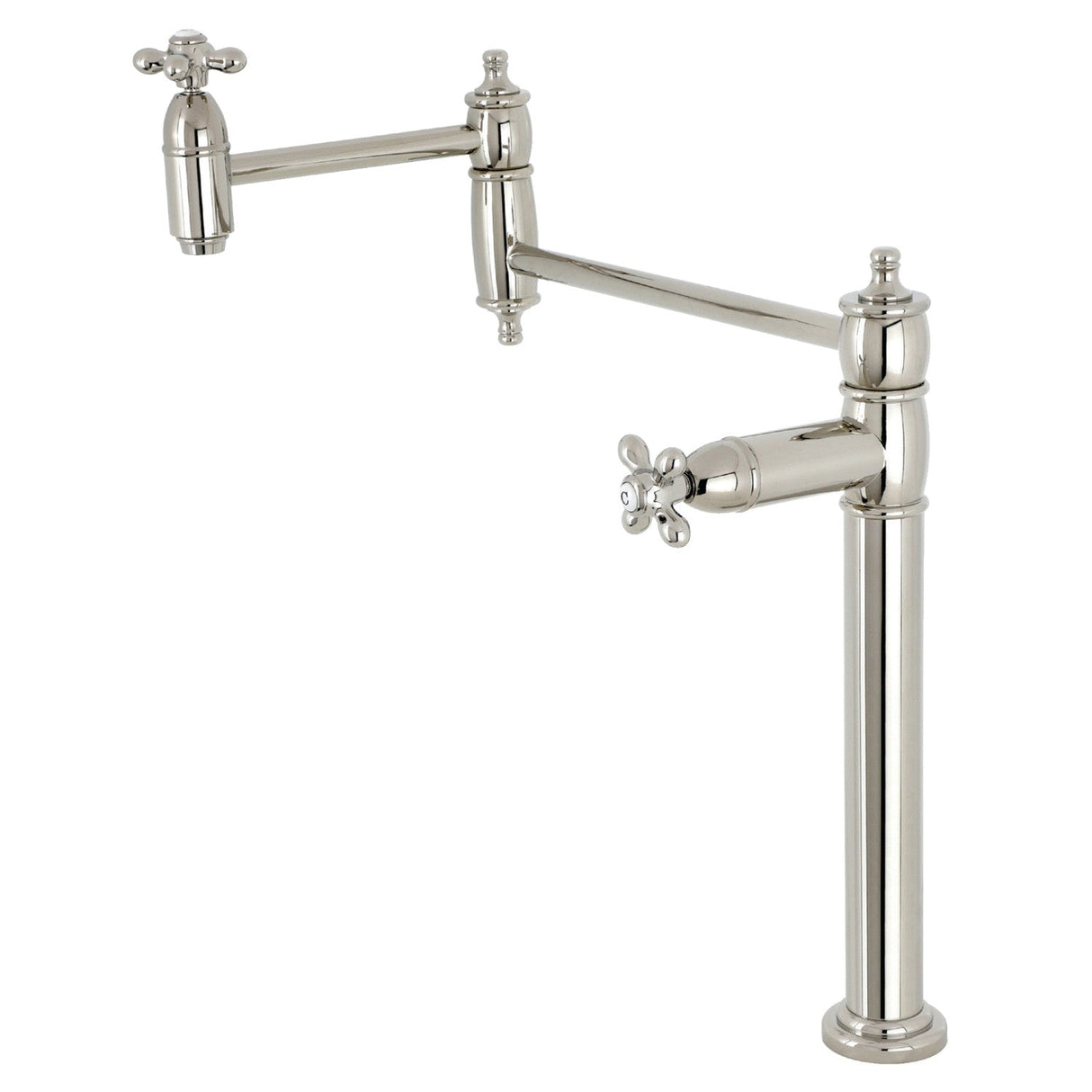 Restoration KS3706AX Single-Hole Deck Mount Pot Filler, Polished Nickel