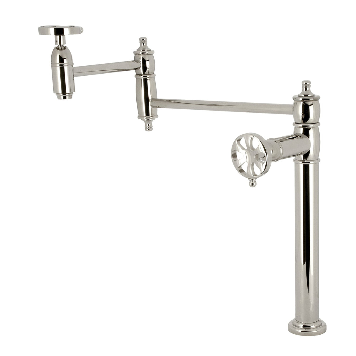 Belknap KS3706RX Two-Handle Deck Mount Pot Filler, Polished Nickel