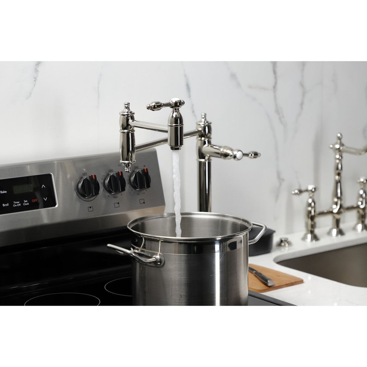 Tudor KS3706TAL Single-Hole Deck Mount Pot Filler, Polished Nickel