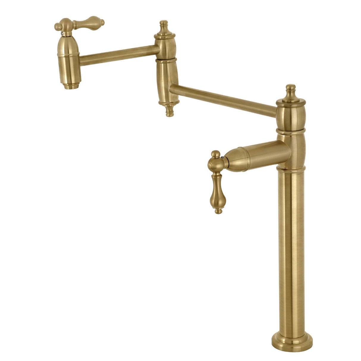 Restoration KS3707AL Single-Hole Deck Mount Pot Filler, Brushed Brass